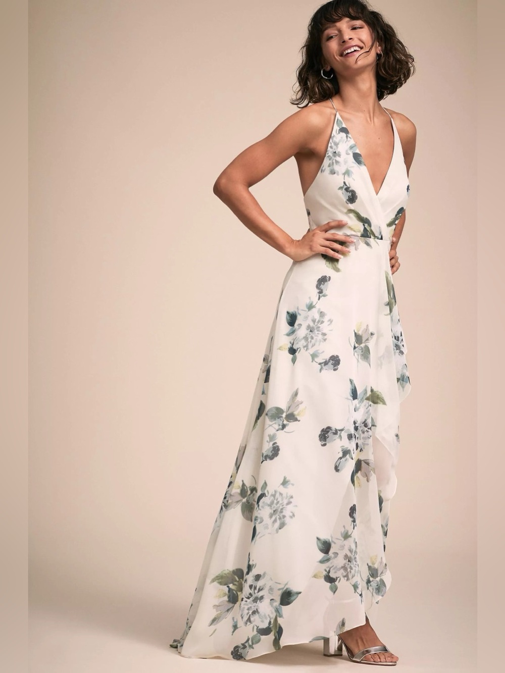 Anthropologie x BHLDN Jenny Yoo Farrah Faux Wrap Floral Maxi Dress